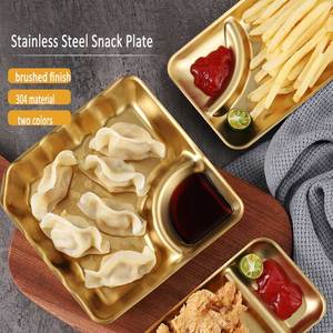 Piatto per salsa diviso in acciaio inossidabile 201 naturale/oro piatto per la cena sano e Non tossico teglia da forno personalizzata - Product Image 1