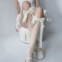 Collants Lolita pour étudiantes, pur désir, avec nœud à la cheville, collants pour femmes, printemps et été, velours anti-déchirure, soie blanche