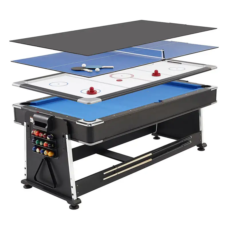 Nueva mesa de juegos múltiple de 7 'flip para juegos de billar/air hockey/ping-pong mesa de juegos 3 en 1