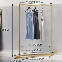 Présentoirs en tissu doré pour femmes et hommes Boutique de vêtements Fournitures Présentoirs de vêtements pour magasin de vêtements