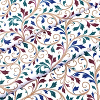 Tissu Popeline de Coton Tissé Léger et Respirant de Qualité Supérieure, Impression Réactive Personnalisée par Sérigraphie Cylindrique Traditionnelle
