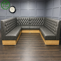 Ensemble de mobilier de restaurant haut de gamme en cuir, table et chaises, banquette en forme de L, sièges modernes pour café et hôtel