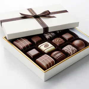 Изысканные коробки для шоколада для гурманов, белые коробки с крышкой и лентой, коробка для шоколада