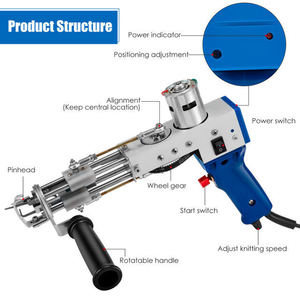 Logo personnalisé en usine <span class=keywords><strong>2</strong></span> en 1 Kit de pistolet à touffeter pour tapis à boucle coupée Machine à broder pour tapis à tricoter tissage pour la fabrication de tapis de bricolage - Product Image 4