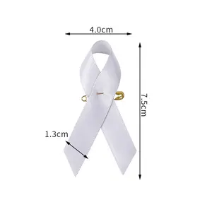 MSD Factory OEM Satin Ribbon Pin Customized Colored Awareness Ribbon Wholesale White Ribbon Supplier