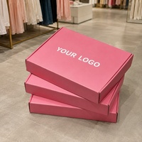 Boîtes d'expédition en carton ondulé réutilisables et écologiques avec poignée, finition mate, emballage plat pour vêtements, avec logo personnalisé imprimé