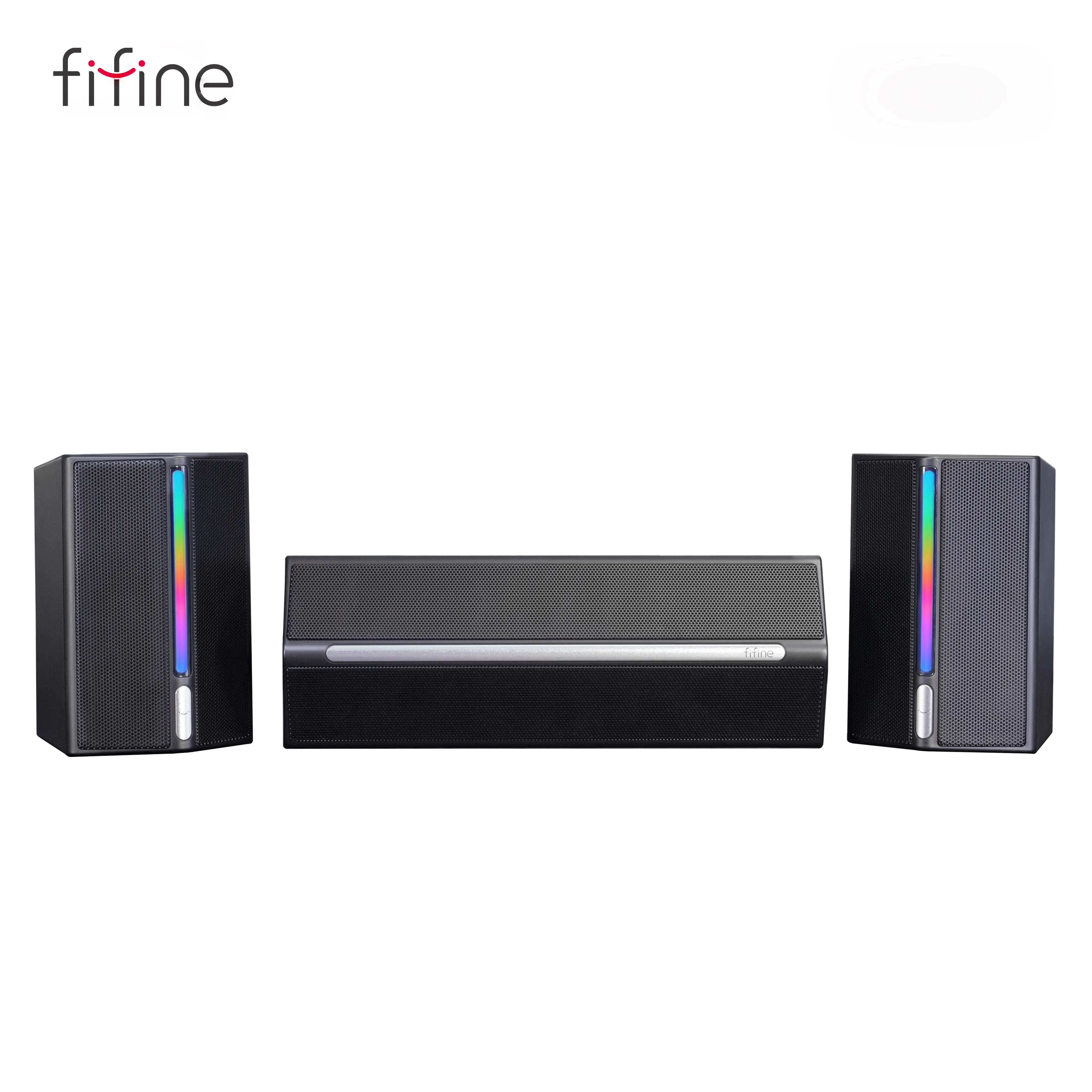 Fifine Ampligame A22 2.1 ลําโพงสําหรับเล่นเกม RGB ไฟ LED Soundbar คอมพิวเตอร์เดสก์ท็อป BT ลําโพงไร้สายสําหรับเล่นเกมเพลงภาพยนตร์