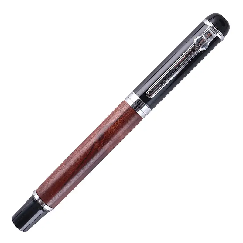 Souvenirs Colleague Luxury Heavy Business Exterior Wooden Rose Antique Metal Roller Ball Pen Fountain Pen Gifts With Custom Logo