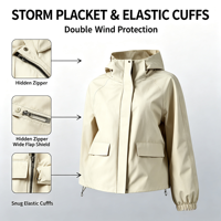 Veste à capuche légère 100 % polyester pour femme, fermeture éclair intégrale, poignets élastiques confortables, vêtement d'extérieur décontracté quotidien, logo personnalisé – Meilleures ventes