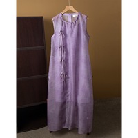 Robe sans manches en organza de soie jacquard vintage 2026 pour femme, en soie de mûrier, coupe ample, longue, style A-line, avec camisole, pour l'été, antistatique