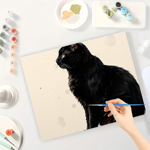 Adultos DIY Majestic Black Cat Portrait 16x20 pulgadas sin marco Pet Art Gifts Black Cat Paint by Numbers Kit Canvas Support Base - Product Image 3