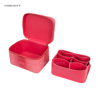 Pochette de voyage en cuir PU à motif crocodile, boîte à cosmétiques, trousse de maquillage, organiseur de vernis à ongles, sac de maquillage