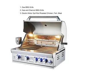 Best welcome fashion BBQ lpg natural 304 stainless steel four burners 220V gas grills bbq outdoor kitchen barbecue