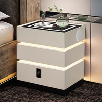 Table de chevet moderne intelligente avec serrure à code, recharge sans fil et rangement multifonctionnel, idéale pour les chambres d'appartement