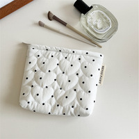 Pochette Mini Matelassée à Pois Personnalisable avec Logo – Légère, Zippée, Idéale pour Rouge à Lèvres, Cosmétiques et Petites Pièces