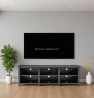 Meuble TV Modulaire Moderne en Bois Noir avec Rangement, Console et Table pour Salon, Chambre, Appartement, Hôtel – Compatible avec les Téléviseurs de 60 à 64 Pouces