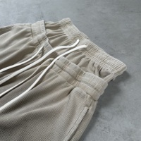 Pantalon court décontracté pour homme, style streetwear Amérique Côte Ouest, en coton lavé à double taille, coupe ample, motif gaufré, idéal pour l'été