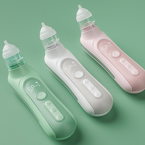 Nettoyeur de nez automatique avec 3 embouts en silicone 3 niveaux d'aspiration réglables, <span class=keywords><strong>aspirateur</strong></span> <span class=keywords><strong>nasal</strong></span> électrique pour bébé musique et lumière - Product Image 5