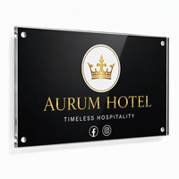 Panneau en acrylique personnalisable, plaque murale en plexiglas personnalisée avec logo, texte, icônes sociales pour magasin, café, studio