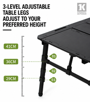 Table IGT, table tactique en alliage d'aluminium, table pliable portable réglable en hauteur avec panneaux modulaires IGT en bois de hêtre