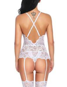 Set di Lingerie Sexy Taglie Forti per Donne, <span class=keywords><strong>Intimo</strong></span> Erotico in <span class=keywords><strong>Pizzo</strong></span> e Rete, Completo Seducente Trasparente per Signore Curvy - Product Image 2