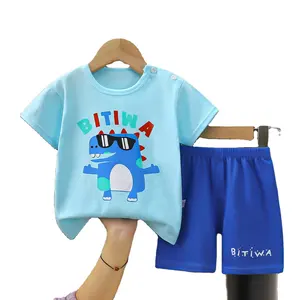 2023 Zomer Effen Kleur Katoenen Shorts En T-Shirt Kids Kleding Sets Custom Baby Jongens Kleding Sets 4 Tot 12 Jaar Oud