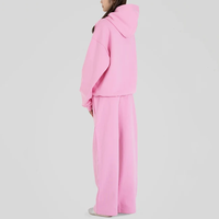 Ensemble de survêtement épais en molleton avec sweat à capuche et pantalon de jogging, poche kangourou, logo personnalisé imprimé en relief, coupe oversize pour femme, vente en gros