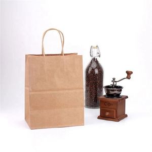 Bolsas de Papel Kraft Blancas y Marrones de 13*8*21cm con Asas para Festivales, Compras, Tiendas, Fiestas, Regalos, Empaques Comerciales - Product Image 2