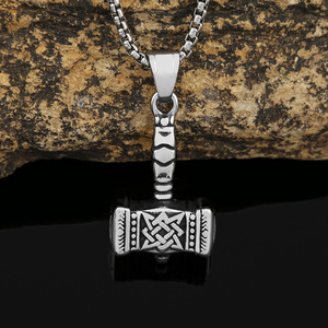 Yunnique – collier avec pendentif marteau de Thor en acier inoxydable, chaîne de 60cm, style viking, bijoux pour hommes, cadeau, collier à la mode - Product Image 1