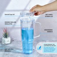 Vaso de Plástico de Doble Capa con Tapa y Pajita, Libre de BPA, Ecológico, de Grado Alimenticio, de Gran Capacidad (40 oz), Estilo Globo de Nieve, Personalizable