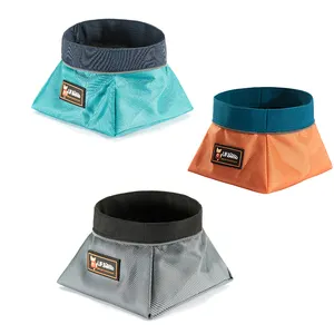 UFBemo High Quality Polyester Waterproof Convenient Foldable Grey Water Food Bowl For Pet Dog Cat
