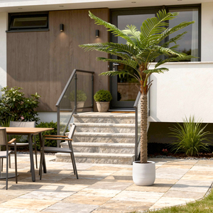 Artificial Palm Tree Durable Faux Tropical Plant with Black Pot Bendable Leaves for Indoor Outdoor Living Room Garden Decor - Product Image 6