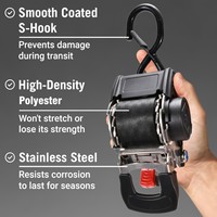 Sangle de fixation pour transom de bateau marin 2 pouces x 43 pouces, auto-rétractable, en acier inoxydable, à visser, avec cliquet automatique