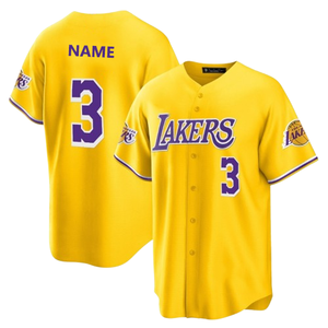 Logotipo personalizado <span class=keywords><strong>Lakers</strong></span> Béisbol Jersey Poliéster Baloncesto Equipo Fans Béisbol Jersey - Product Image 4