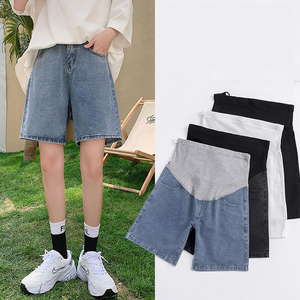 Shorts en jean pour femmes enceintes <span class=keywords><strong>ceinture</strong></span> de taille réglable été <span class=keywords><strong>pantalon</strong></span> de ventre ample jean taille haute maternité pantalons décontractés - Product Image 1