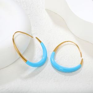 Pendientes de Aro de Acero Inoxidable con Baño de Oro de 18k, Resistentes al Agua y al Deslustre, con Esmalte de Corazón, Modernos para Mujer, Ideales para Fiestas - Product Image 3