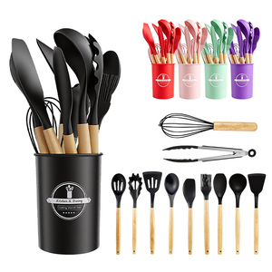Ensemble d'ustensiles de cuisine en silicone anti-rayures, gain de place, compatibles lave-vaisselle, spatules résistantes à la chaleur - Product Image 1