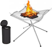16.5 pouces Bois De Chauffage Brûlant Stand Popup Camping En Plein Air Personnalisé Argent Acier Inoxydable Rectangle Camping Feu Soutien Foyers