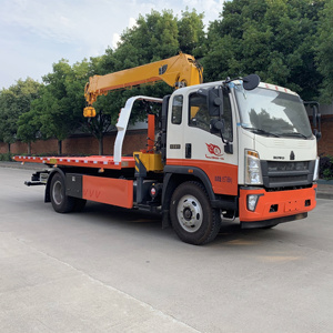 SINOTRUCK HOWO شاحنة سحب مسطحة 4*2 8T 10T مع رافعة 8 طن للبيع - Product Image 3