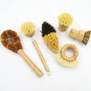 Cepillo de fregado de Palma reutilizable respetuoso con el medio ambiente de sisal de cerdas degradables naturales 100% al por mayor para limpieza de utensilios de cocina