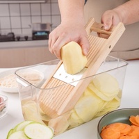 Mandoline manuelle réglable en bois écologique pour oignon et pomme de terre, lame en acier inoxydable, facile à nettoyer, gadget de cuisine portable