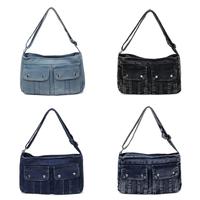 Bolso de Hombro Vaquero Vintage Y2K para Mujer, Bolso Tote de Mezclilla Lavada con Estética de los 90, Bolso Hobo de Lujo Estilo Vaquero Occidental para Damas