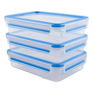 Ensemble de 3 récipients alimentaires de 1,2 L avec couvercle hermétique bleu transparent, compatibles micro-ondes, lave-vaisselle, réfrigérateur et congélateur - Product Image 1