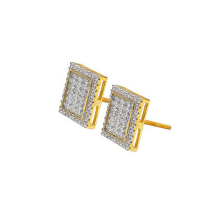 ต่างหูผู้ชาย ชุบทองคำ 14k รูปทรง<span class=keywords><strong>ส</strong></span>ี่เหลี่ยมประดับเพชร CZ - Product Image 3