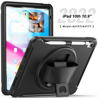 2022 Baru untuk iPad 10th Gen 10.9 Casing Tali Tangan dengan Kickstand Penutup Tablet Tahan Guncangan untuk iPad Casing Generasi Ke-10