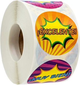 Autocollants de récompense personnalisés en espagnol pour enfants, motivation en classe, fournitures pour enseignants, achat en gros, étiquettes de motivation pour l'école et le bureau - Product Image 1