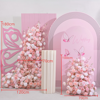 Composition florale artificielle rose et violette en rangée pour mariage, anniversaire, fête prénatale, décoration de scène et arche