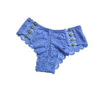 Celana Dalam Wanita Pinggang Tinggi Berenda Seksi, Bahan Bernapas dengan Detail Gesper Emas, Motif Paisley, Spandex Nylon