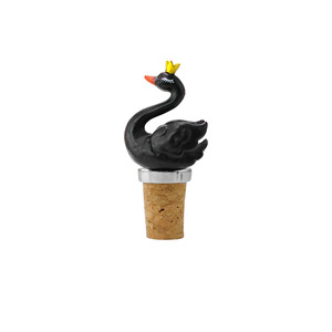 Black Swan Cork Wine Stopper With Crown Silver Color For Red Wine Champagne Spirits Gift - Product Image 1