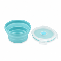 Boîte à lunch en silicone pliable ronde mini, compatible micro-ondes, avec couvercle verrouillable, pour la préparation des repas et les voyages (vente en gros)